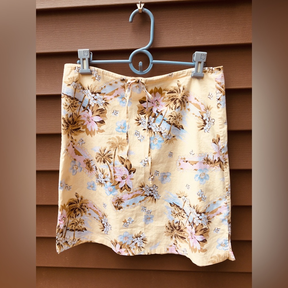 Vintage RAG Retro Hawaiian Skirt, Butter Yellow, Size Medium